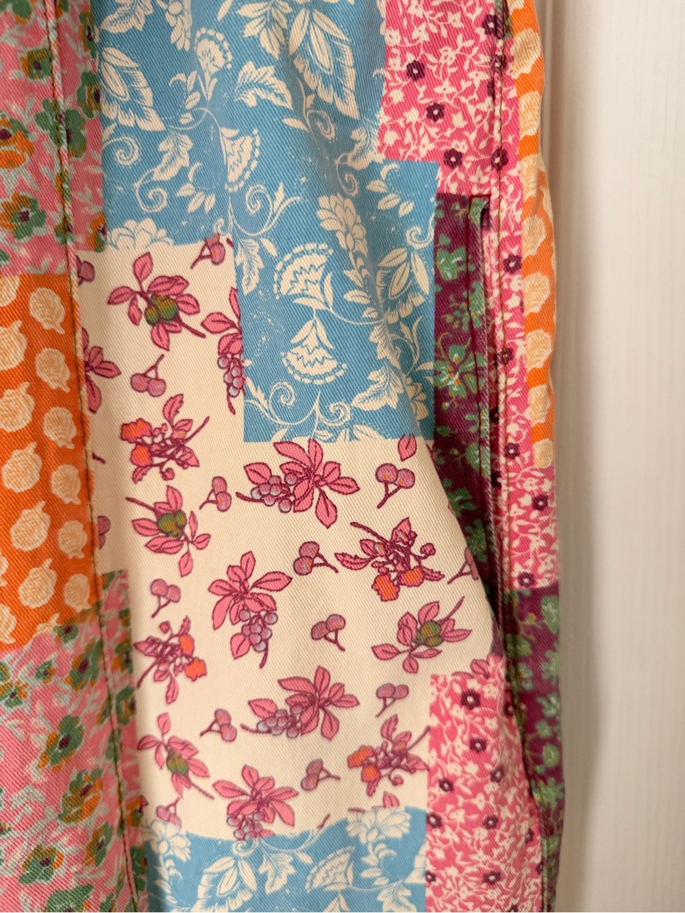 NEW EASEL PATCHWORK PRINT WASHED OVERALLS SIZE M BOHO - Picture 7 of 8